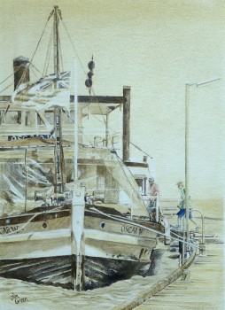 The Oscar W at Milang Wharf, acrylic on canvas, SOLD