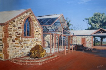 Early morning at Chapel Hill Winery. Acrylic on canvas, 1000mm x 700mm: SOLD