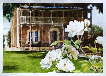 Rose Eden House, Goolwa Watercolour: 40 X 50 mm framed. SOLD