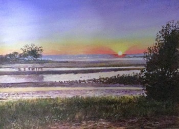 Sunset at Hastings Point, NSW Acrylic on canvas: 400 X 300 mm. SOLD