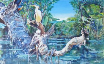 'Life on Mary River, NT' acrylic on canvas, 700mm x 550mm SOLD at silent auction