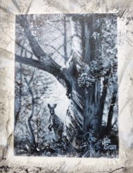 'Last Light' , acrylic on canvas, 250 mm x250 mm framed, SOLD